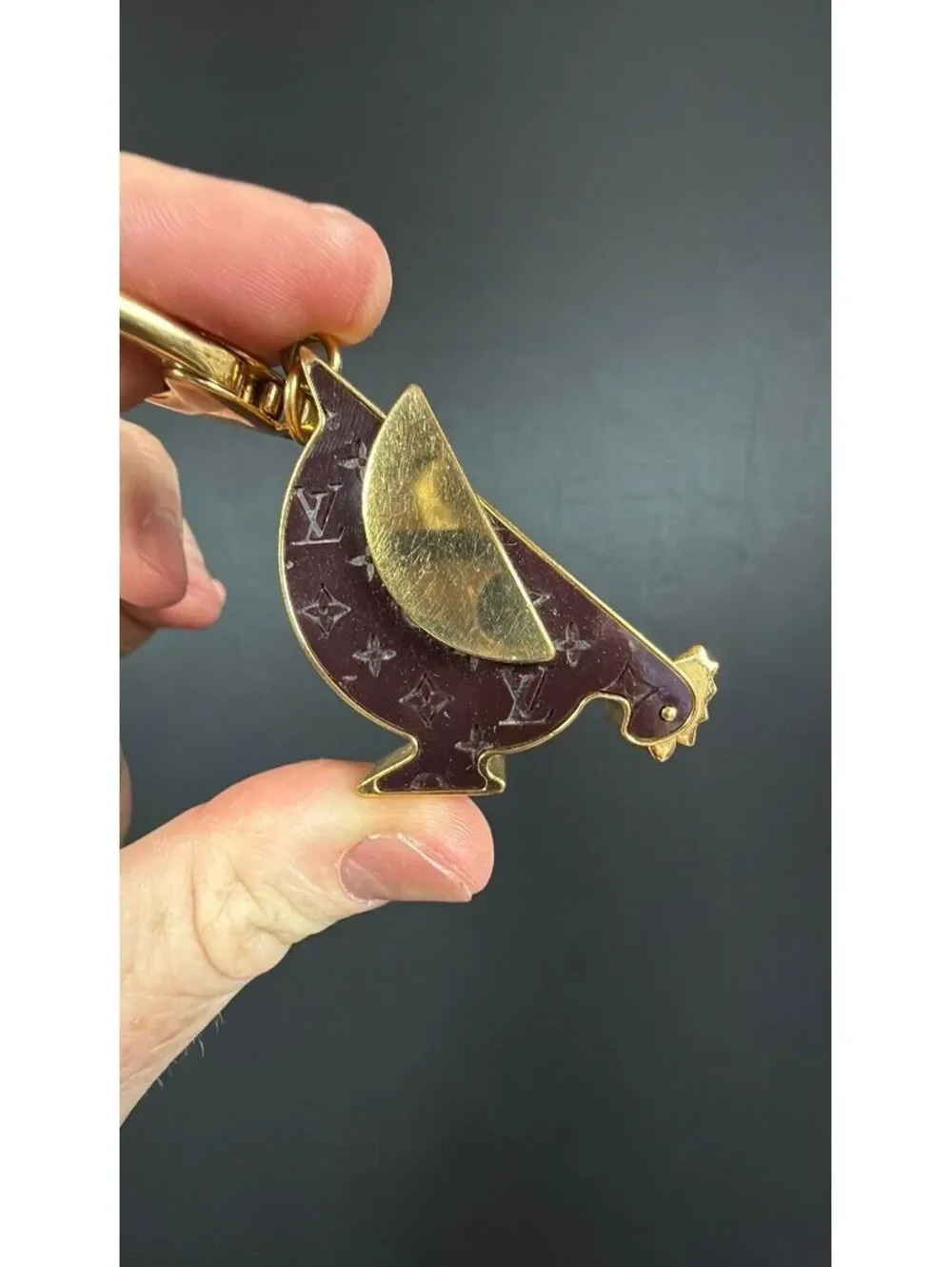 Louis Vuitton Black Enamel Gold Rooster Bag Charm